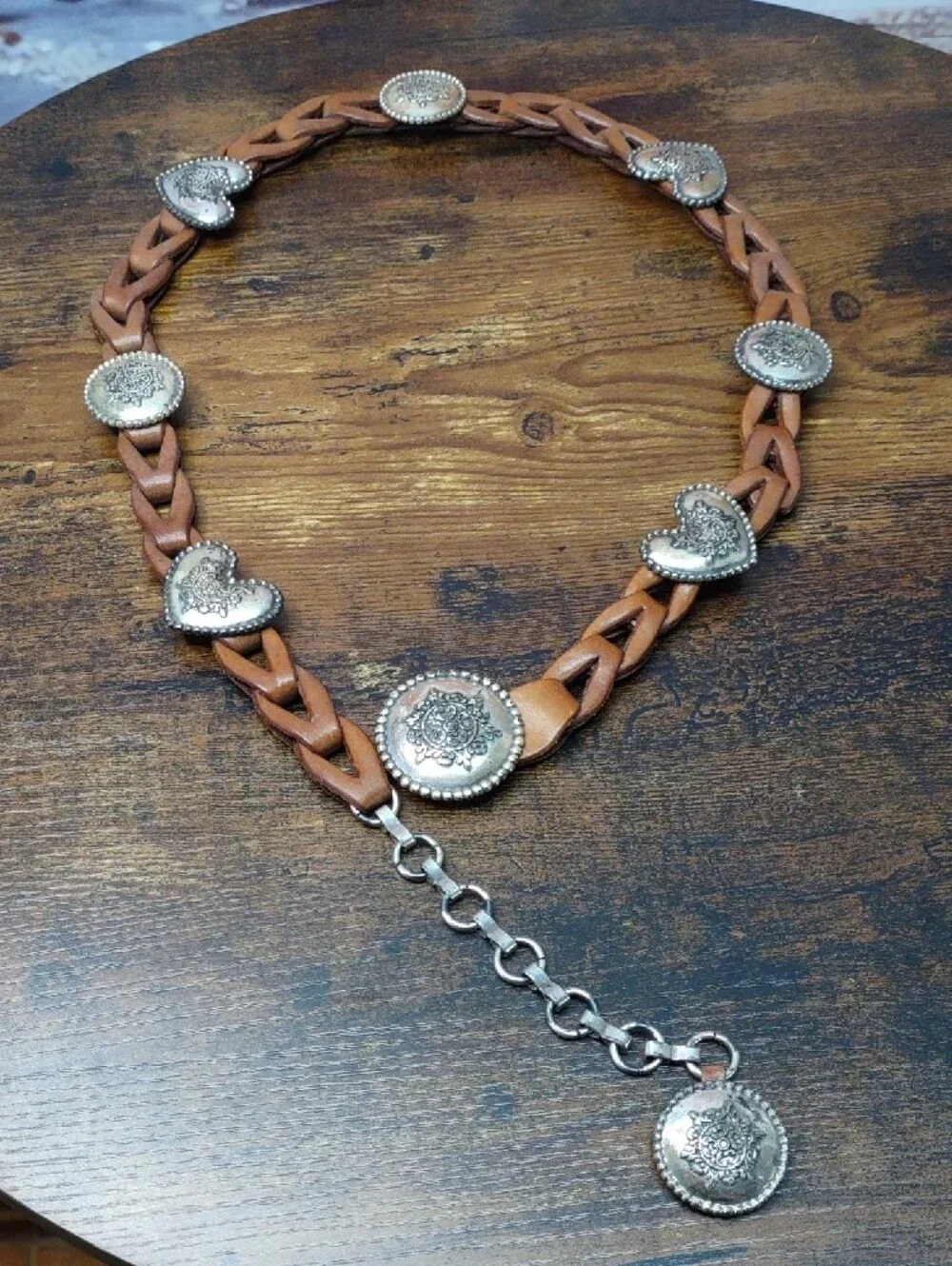 Brighton Linked Leather Belt with Silver Conchos